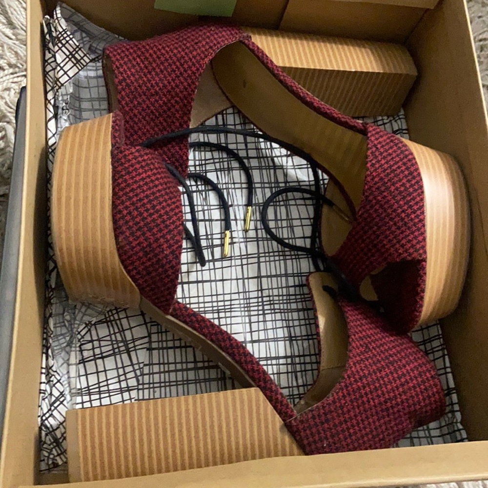 Plaid Block Heels
